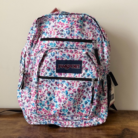 Jansport Big Student Back Pack Pastel Leopard Print Book Bag NWT - Picture 1 of 11